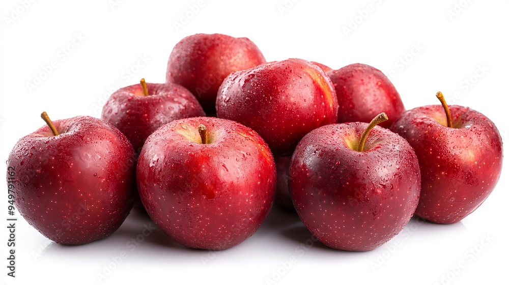 Fresh red apples isolated on a white background, highlighting their vibrant color and crisp texture. Fresh red apples isolated on a white background, highlighting their vibrant color and crisp texture.