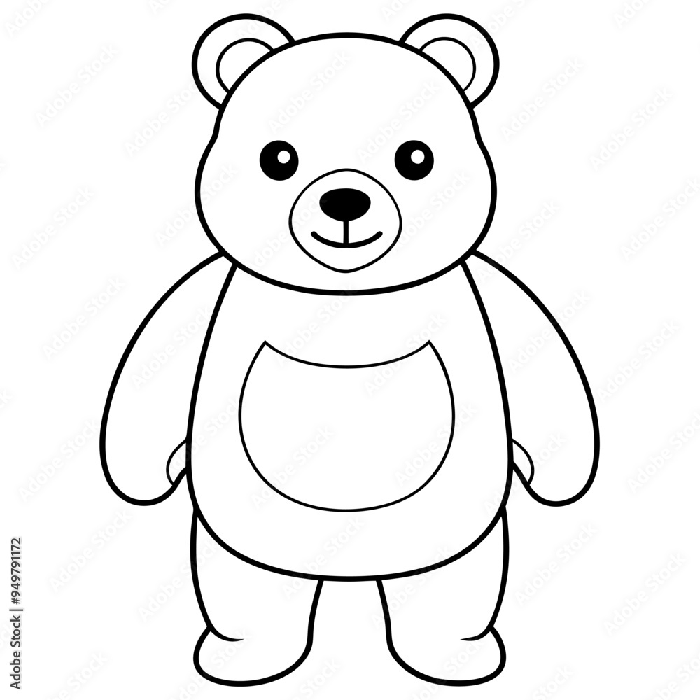 children's coloring book bear black and white