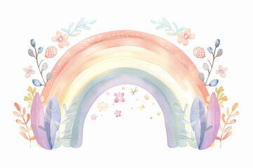 Ingelijste posters Regenboog Boho regenboog in pastelkleuren  © CREAM 2.0