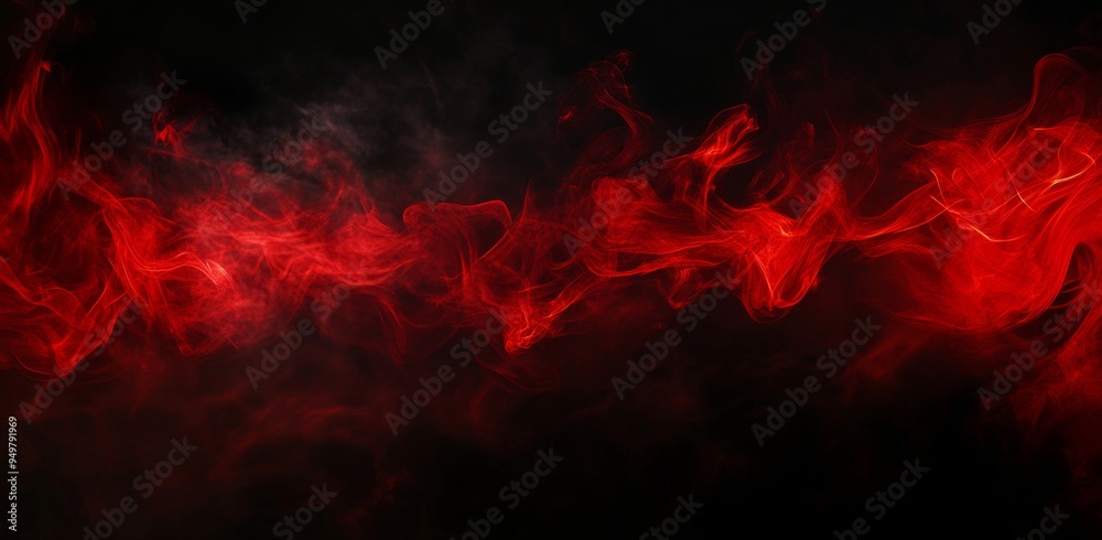 Abstract red smoke and fire on a black background, against a night sky. Abstract red smoke and fire on a black background, against a night sky.