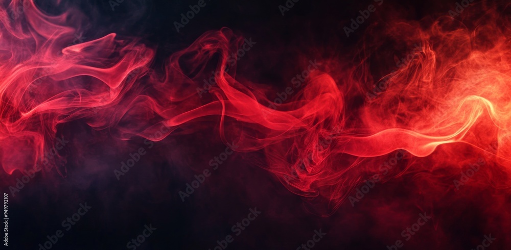Abstract red smoke and fire on a black background, against a night sky. Abstract red smoke and fire on a black background, against a night sky.