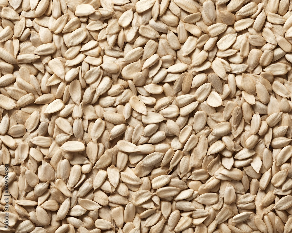 Close-up of a pile of white sunflower seeds. Close-up of a pile of white sunflower seeds.