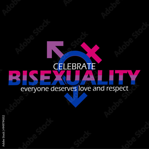Celebrate Bisexuality Day event campaign banner. Bisexual symbols and flags isolated on black background to celebrate on September 23th