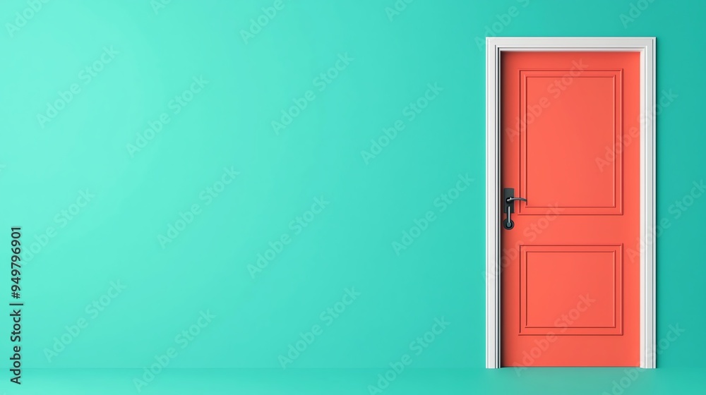 Locked key and security door, access control, flat design illustration Locked key and security door, access control, flat design illustration