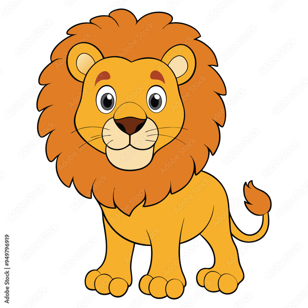 Cute lion cartoon isolated on white background