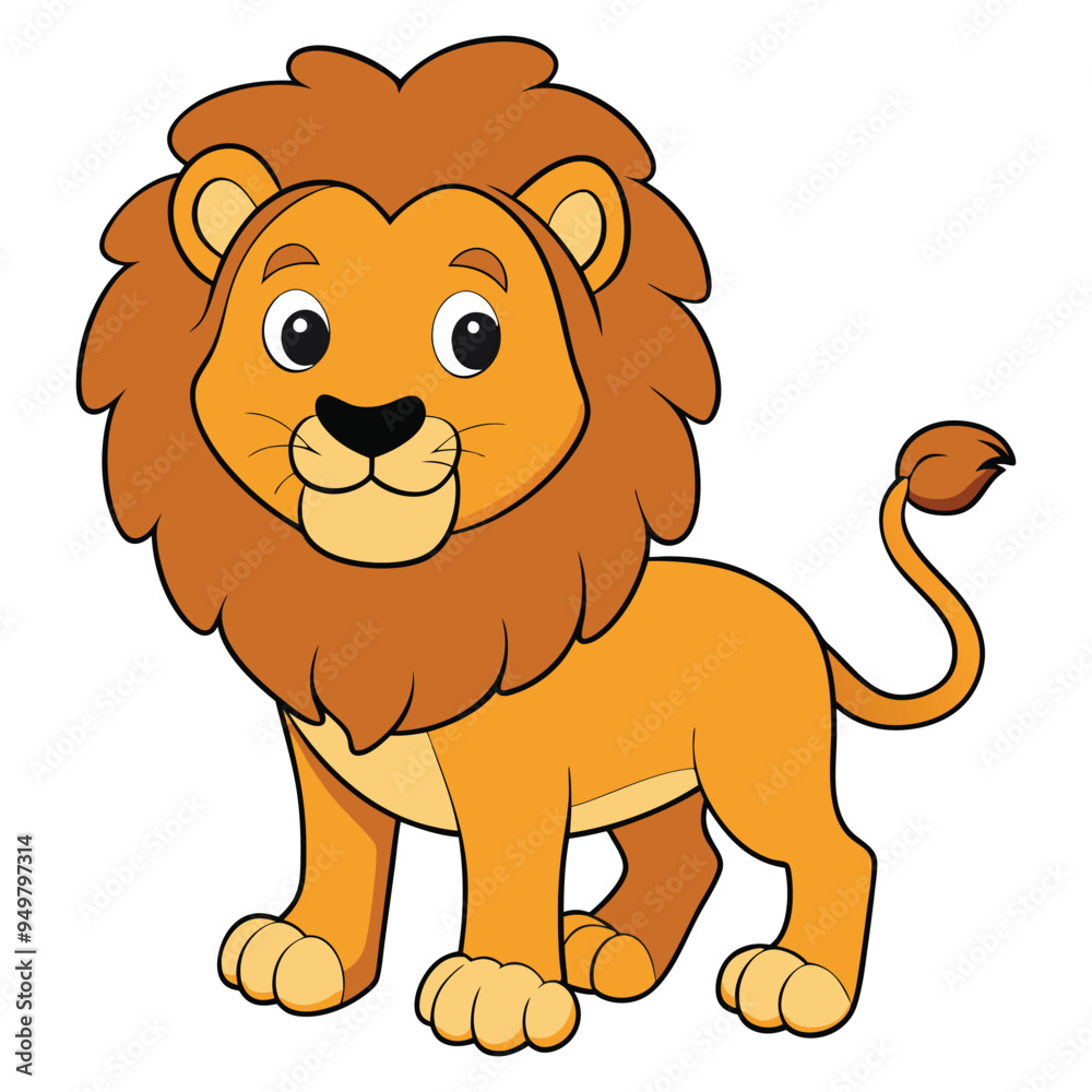Fototapeta premium Cute lion cartoon isolated on white background