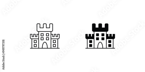 castle set icon with white background vector stock illustration