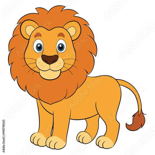 Cute lion cartoon isolated on white background photo