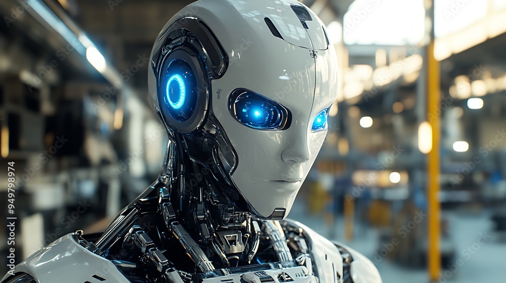A Realistic Humanoid Robot With Blue Eyes A Realistic Humanoid Robot With Blue Eyes
