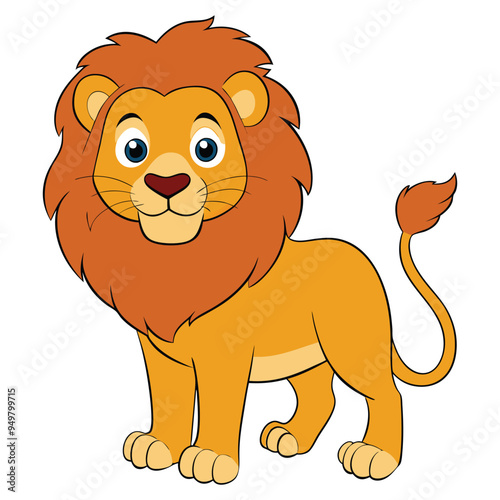 Cute lion cartoon isolated on white background photo