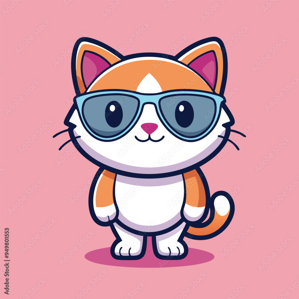 Fototapeta premium Cat Vector Cute Illustration on Solid Background , Cat png image