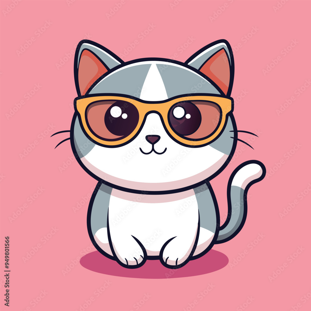 Obraz premium Cat Vector Cute Illustration on Solid Background , Cat png image