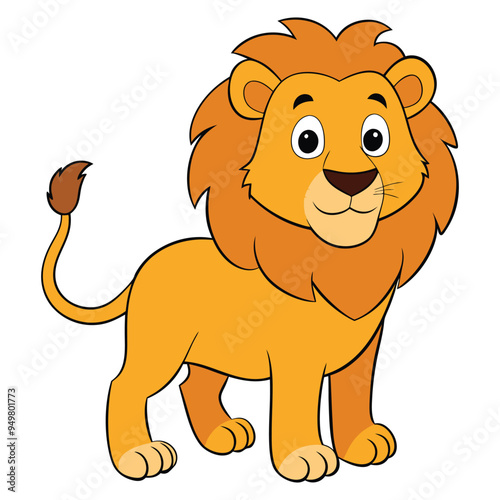 Cute lion cartoon isolated on white background