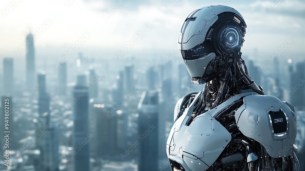 A Realistic Humanoid Robot With Blue Eyes A Realistic Humanoid Robot With Blue Eyes