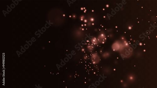 Christmas background. Powder PNG. Magic shining red dust. Fine, shiny dust red bokeh particles fall off slightly. Fantastic shimmer effect.	