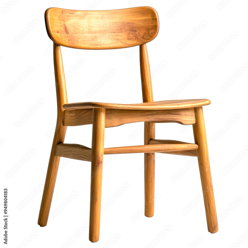 A simple wooden chair with a curved backrest and sturdy legs, Ideal for home isolated on transparency PNG background, office, or dining room decor, providing a classic and natural ambiance A simple wooden chair with a curved backrest and sturdy legs, Ideal for home isolated on transparency PNG background, office, or dining room decor, providing a classic and natural ambiance