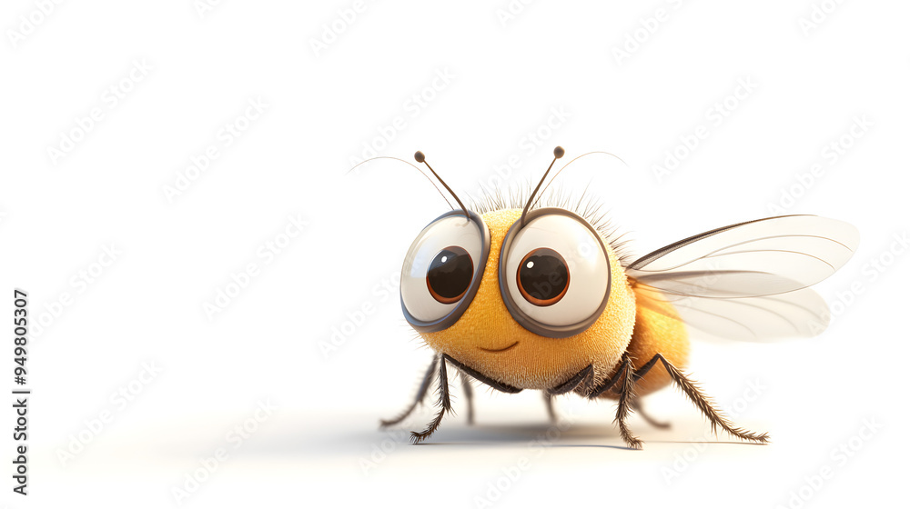 Whimsical Cartoon Bee with Oversized Googly Eyes Whimsical Cartoon Bee with Oversized Googly Eyes