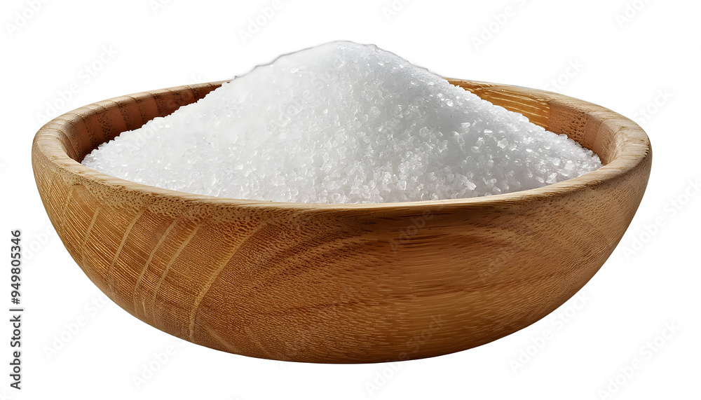 White sugar in wooden bowl isolated on transparent background. White sugar in wooden bowl isolated on transparent background.