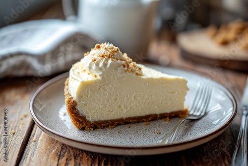 Cheesecake, A rich, creamy dessert made from cream cheese, eggs, and a graham cracker or biscuit crust.