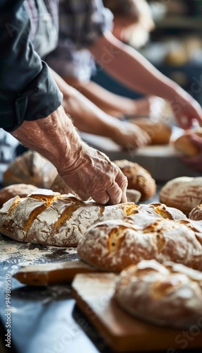 Middle Aged Friends Enjoying a Bread Making Class with Guidance from a Professional Chef