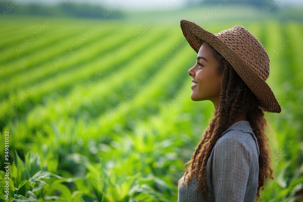 Obraz premium Playful Farm Girl Surrounded by Vibrant Greenery