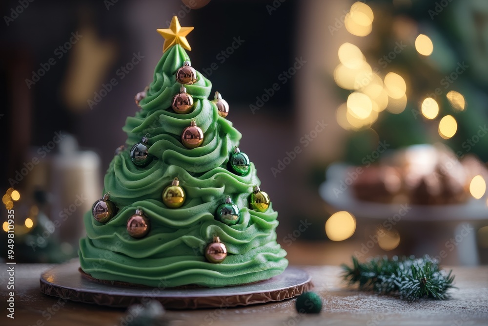 Christmas Tree Cake, A whimsical cake shaped like a Christmas tree, often decorated with green frosting and edible ornaments. Christmas Tree Cake, A whimsical cake shaped like a Christmas tree, often decorated with green frosting and edible ornaments.