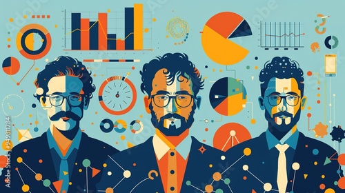 Stunning Illustration Pictures of Business Figures: A Dynamic and Inspiring Visual Showcase. Showcasing the Energy and Ambition of the Business World.