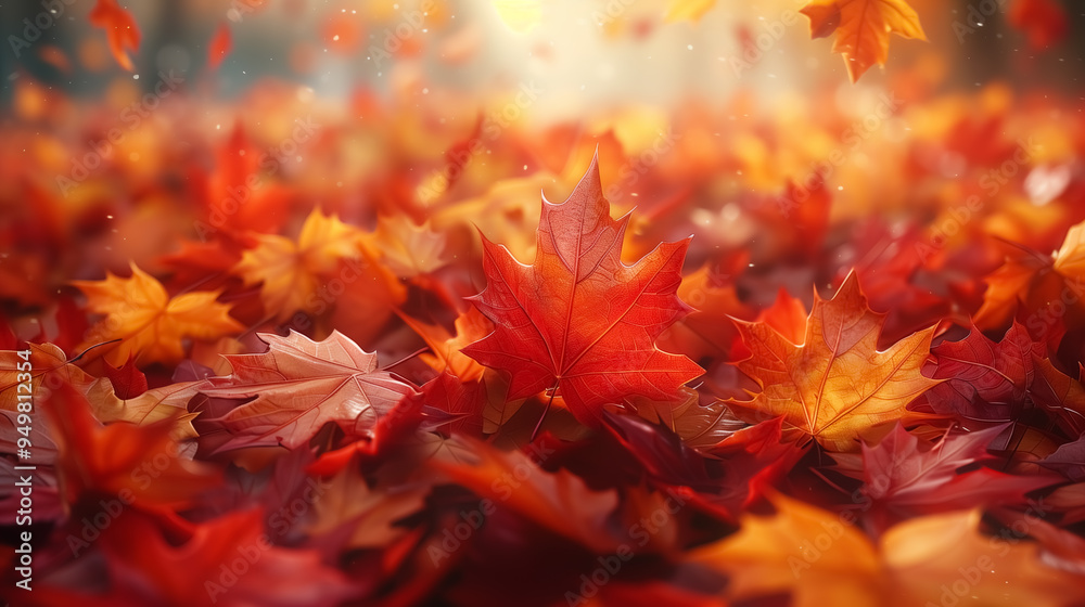 Beautiful autumn leaves in the magical forest, close-up of colorful leaves Beautiful autumn leaves in the magical forest, close-up of colorful leaves