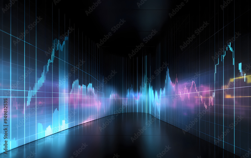 virtual chart projection over dark background virtual chart projection over dark background