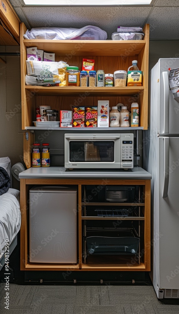 Dorm Room Essentials: Fully Stocked Small Kitchenette with Microwave, Mini Fridge, and Snacks Dorm Room Essentials: Fully Stocked Small Kitchenette with Microwave, Mini Fridge, and Snacks