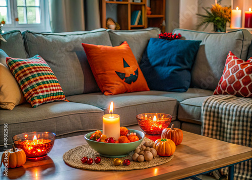 living room with a candle photo