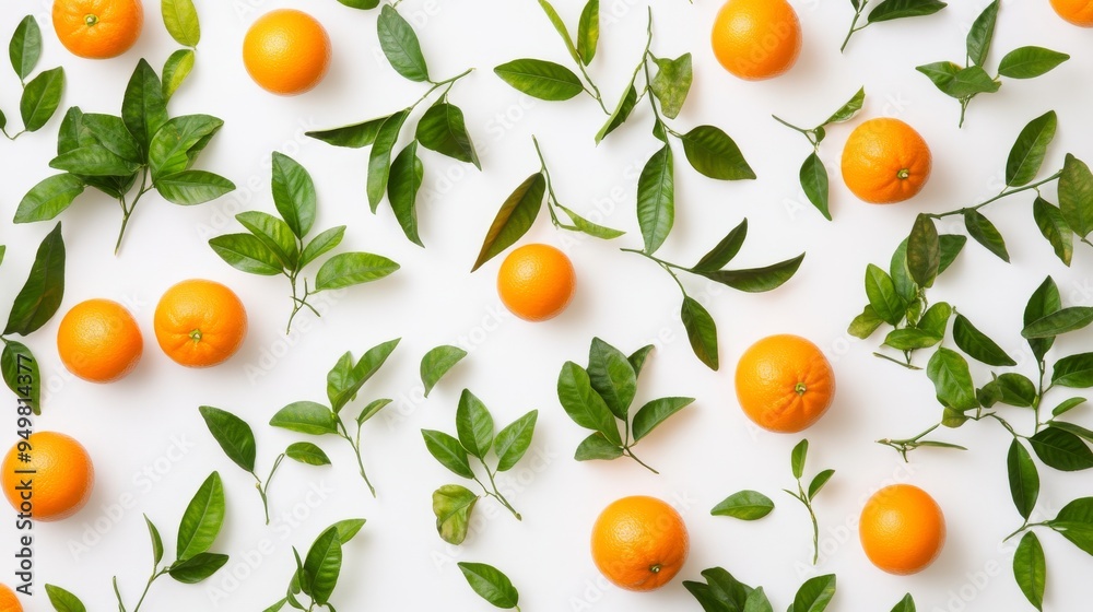 View of Slices Oranges with green leaves on a white background, fresh fruit for summer refreshment. View of Slices Oranges with green leaves on a white background, fresh fruit for summer refreshment.