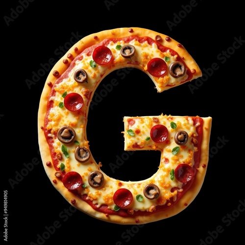 Letters made from pizza. Generative AI photo