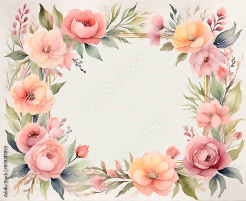 Watercolor Flower Frame Decoration Frame Wallpaper Background Graphic