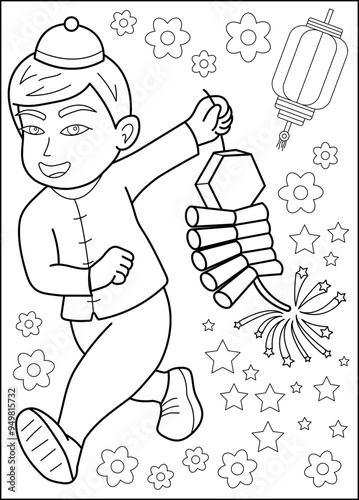 boy coloring book page
