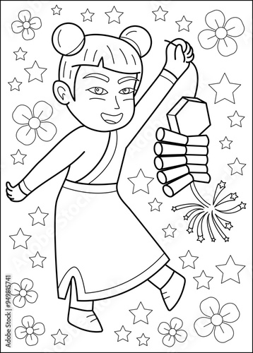 girl coloring book page