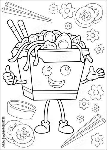 noodles coloring book page