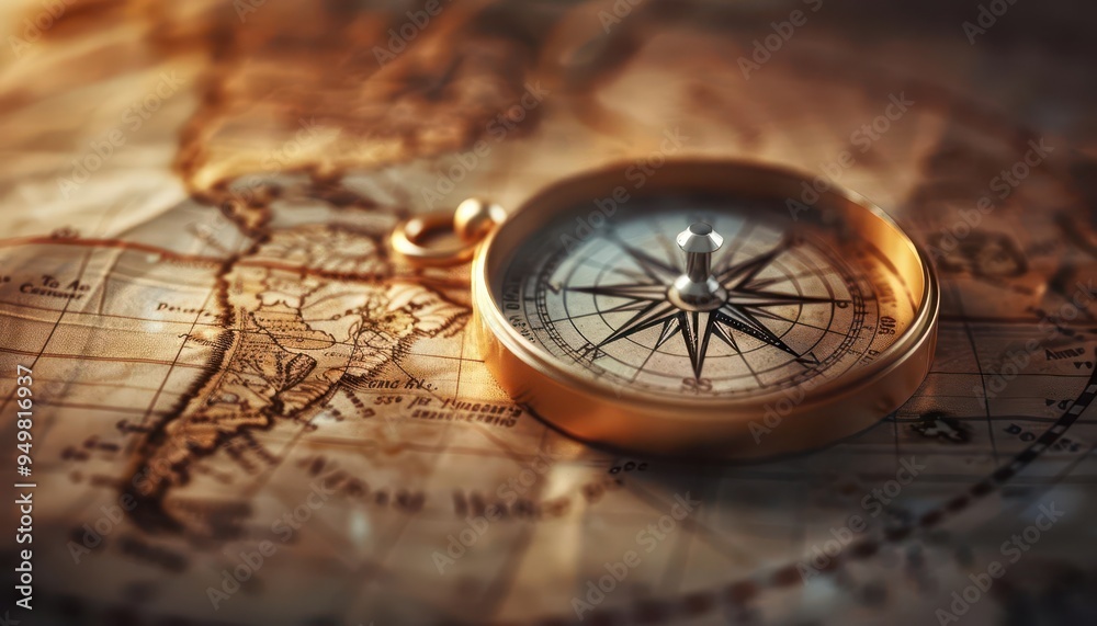 Compass rose on an old map, nautical and historical, Vintage, Sepia, Illustration, Navigational detail Compass rose on an old map, nautical and historical, Vintage, Sepia, Illustration, Navigational detail