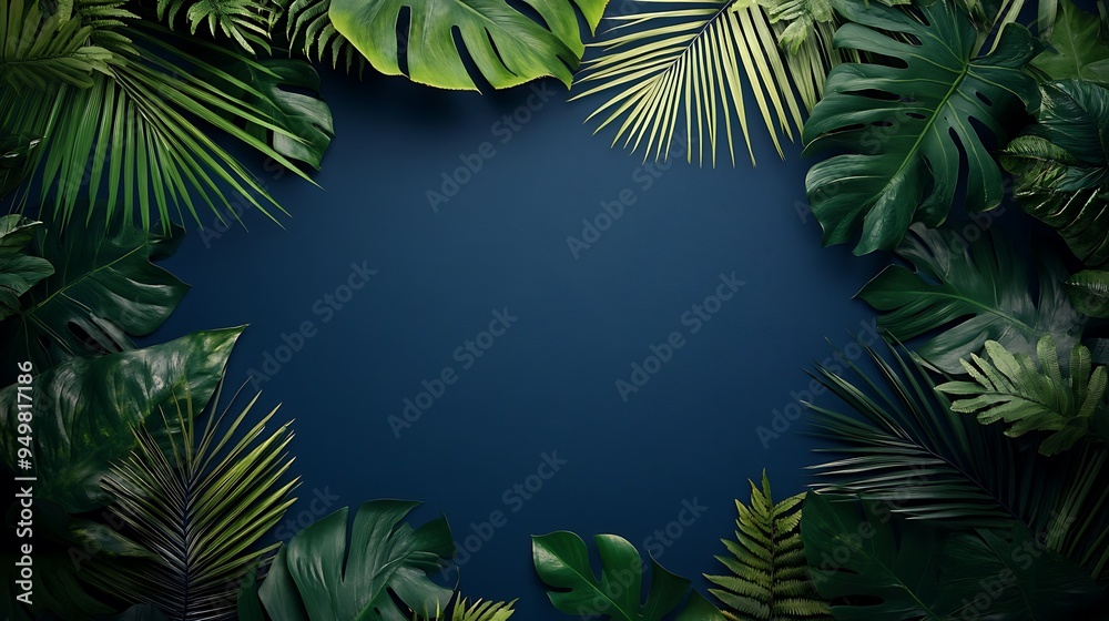 Fototapeta premium Black and Gold Tropical Leaves and Flowers