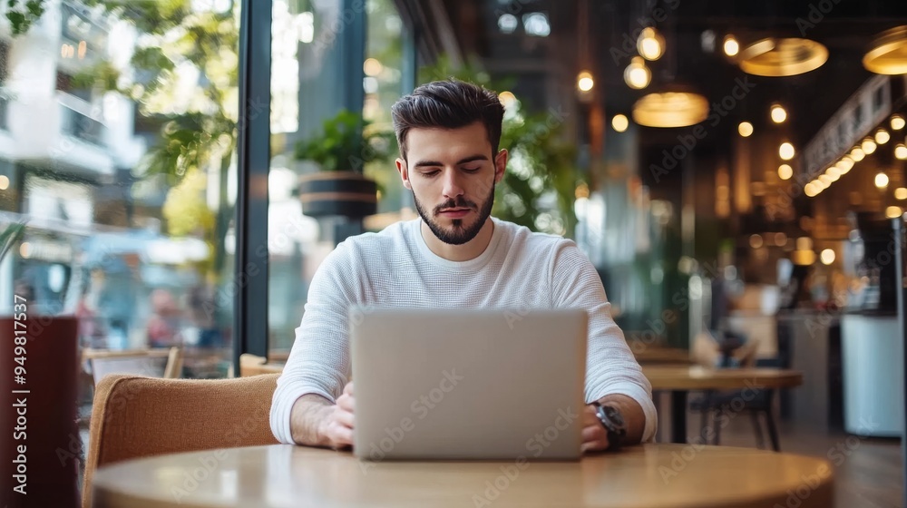 Coffee shop laptop user. Coffee shop laptop user.