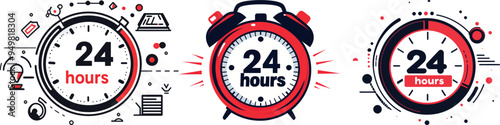 The 24 hour banner has a timer. It offers delivery, store, pharmacy, and all day service all day.