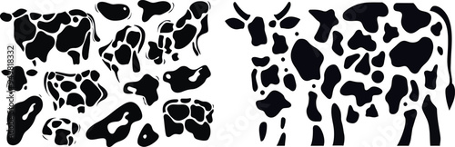 An illustrative illustration comprising a random black blotch with organic shapes. Inkblots, spots.