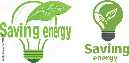 Green leaf light bulb. Eco-friendly, environmentally friendly. Modern illustration..