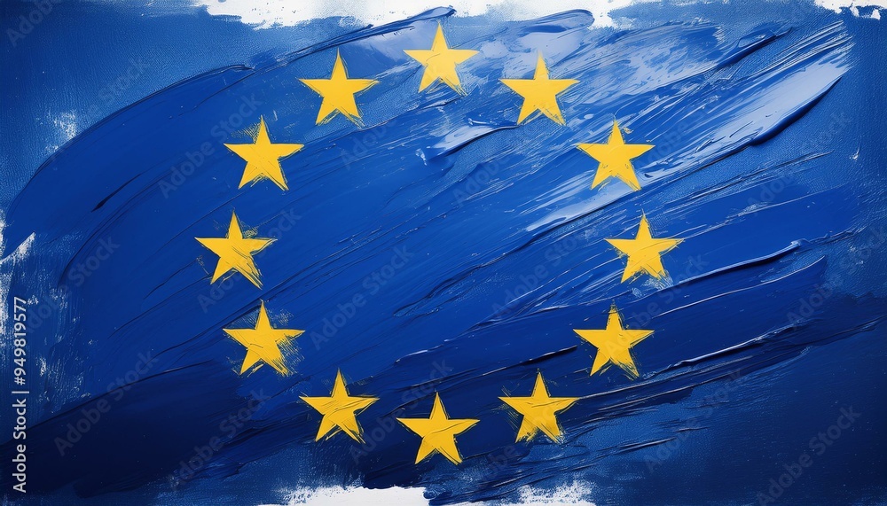 european community flag in abstract brushstroke style european community flag in abstract brushstroke style