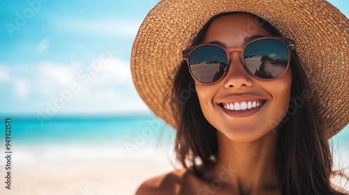 Hats and shades on the shore