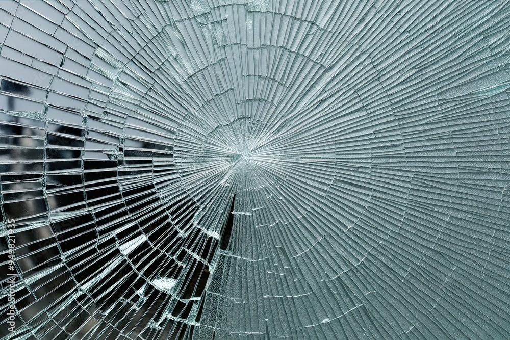Fototapeta premium Broken Glass Texture Featuring Shattered Pane and Splintered Fragments