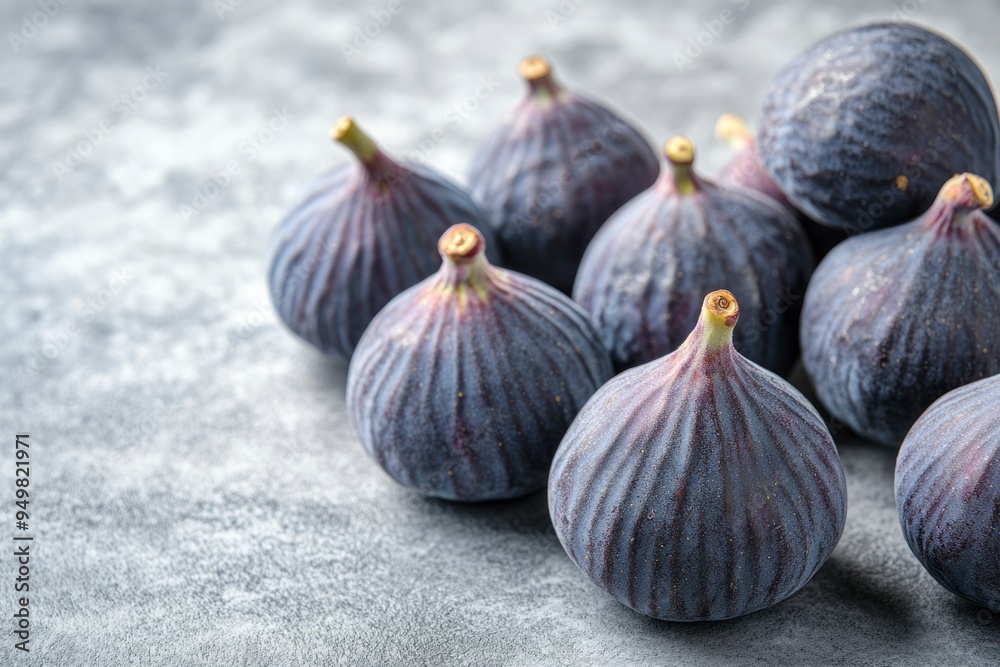 Obraz premium Closeup of Ripe Figs on a Gray Surface