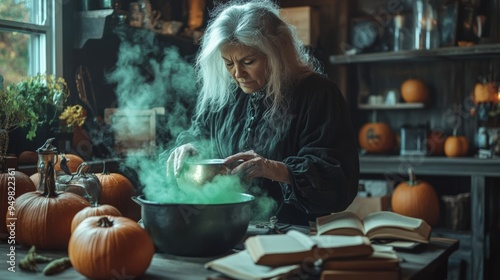 Witch with a pot.  photo