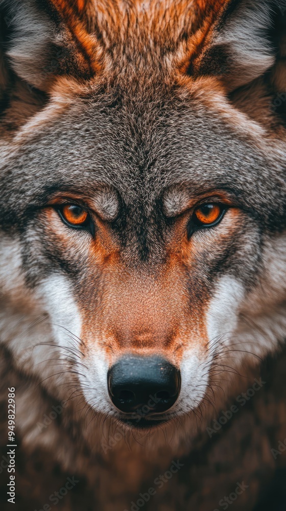 Fototapeta premium Close-up Portrait of a Wolf with Intense Eyes