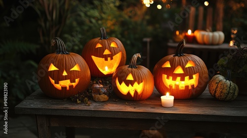 Halloween pumpkin. Jack-o-lantern. Scary orange pumpkin.